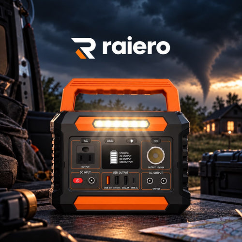 Raiero 300W Portable Power Station — 230Wh Solar Generator with AC Outlet, DC Output & LED Light for Camping & Emergency Backup